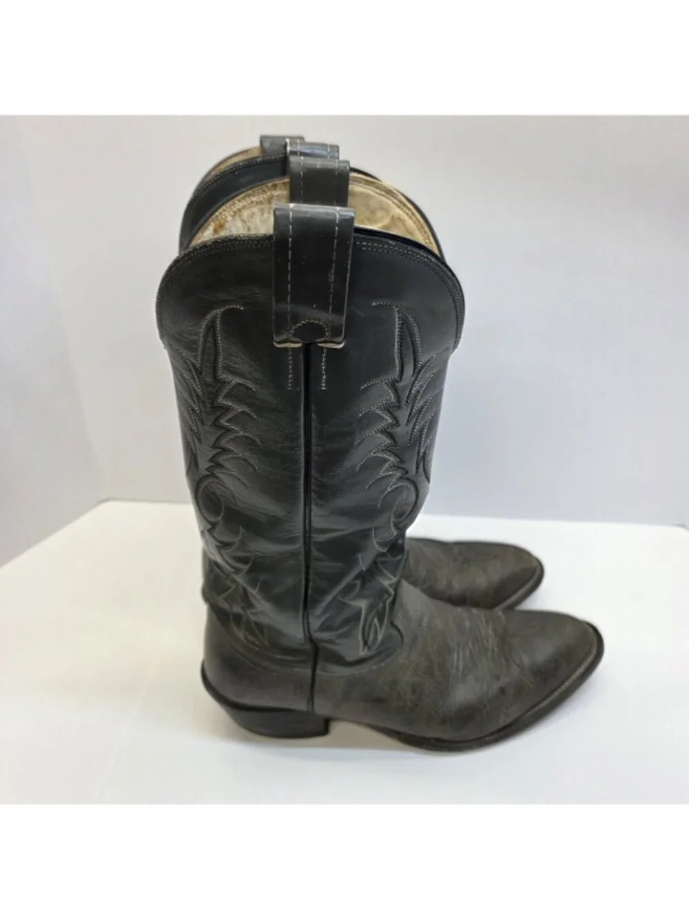 Nocona Western Boots Mens 7.5E Wide Brown Olive Distressed Leather USA